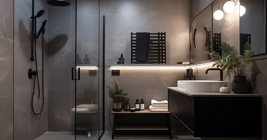 Exklusives Bad mit schönen Lichteffekten